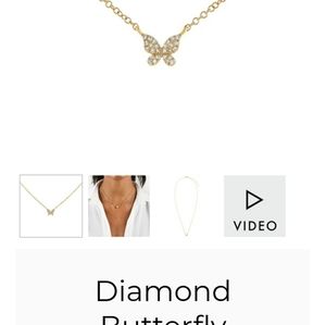 14kt ADINA jewels diamond butterfly necklace.